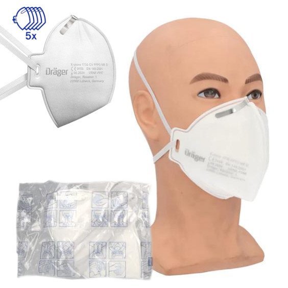 Masque Anti-poussières Dräger X-plore 1730 FFP3 - Lot De 3, Protection Maximale Contre Particules Fines, Taille Unique